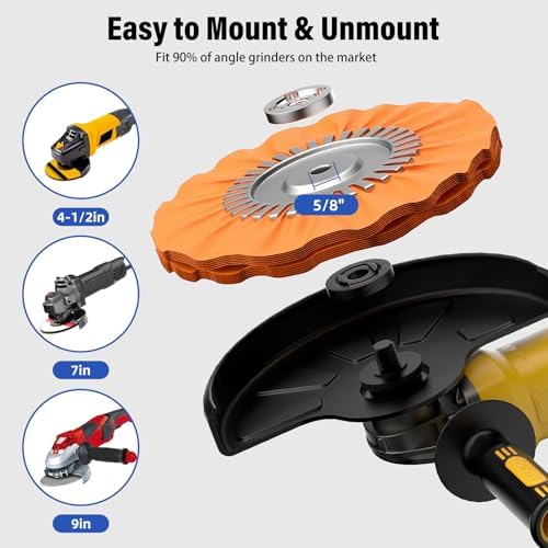 8" Airway Buffing Wheels for 4.5" Angle Grinder, 9PCS Buffer Polisher Wheel for Car, Aluminum Metal Polishing Wheel Pad and Compound Kit for Mirror Finish (5/8" Arbor Hole)