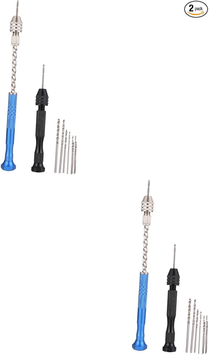 HOMSFOU 2sets Hand Drills Tool Kit Twisted Drill Bits for Jewelry Crafts and Projects Compact Design Vise for
