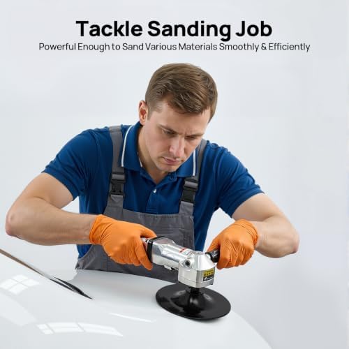6.89in Pneumatic Angle Sander, Dual-Handle Air Polisher for Stone & Auto