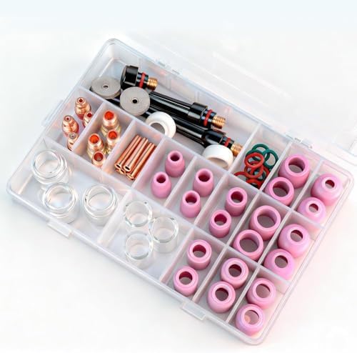59pcs TIG Accessories Kit, Alumina Nozzle Glass Cup for WP-17 Torch