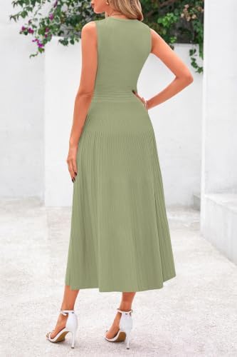 PRETTYGARDEN Women's Summer Pleated Midi Work Dress