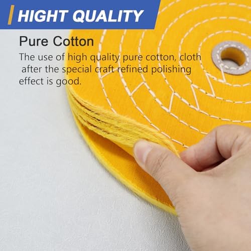 SCOTTCHEN 10 inch Buffing Polishing Wheel Yellow (42 Ply) for Bench Grinder with 3/4" Arbor Hole - 1 Pack
