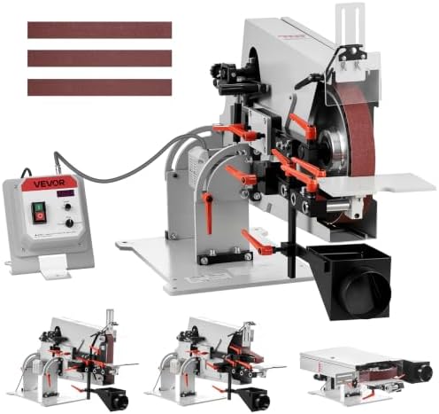 VEVOR Belt Grinder Sander with VFD & Protective Shield, 72-82 x 2-Inch Variable Speed Belt Polisher, 1500W Knife Making Machine with 3 Grinding Modes & 3PCS Sanding Belts for Metalworking
