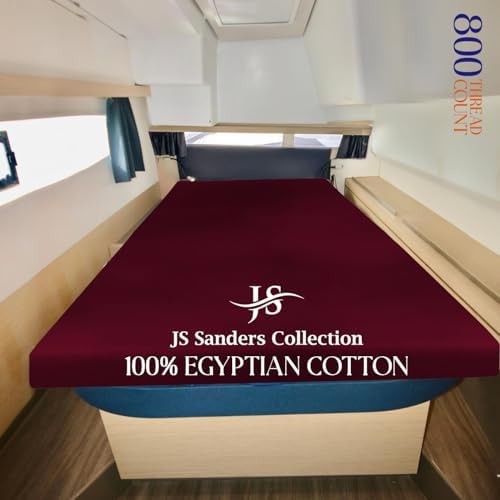JS Sanders XL V Berth Boat Sheet 1 Pcs 600 TC Egyptian Cotton, Burgundy