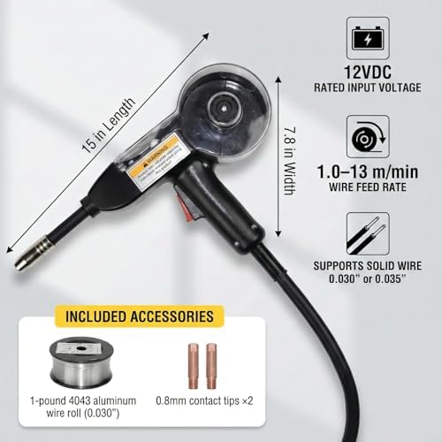 Weldpro 130A Aluminum Spool Gun, 15 FT MIG Welding Torch for Weldpro MIG210LCD Omni 210 MIG155GD, Welding Gun for Aluminum Welding