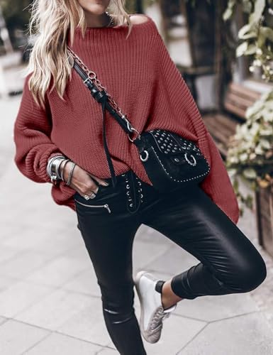 Womens Oversized Sweaters Loose Solid Casual Long Sleeve Mock Neck Knitted Jumper Tops