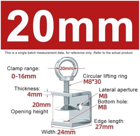 1PCS Galvanized Carbon Steel Tiger Clamp Multiple Shapes Open Height 20-130MM Thickened Material Fixed Fixture Clamping Device(20MM,O Type)