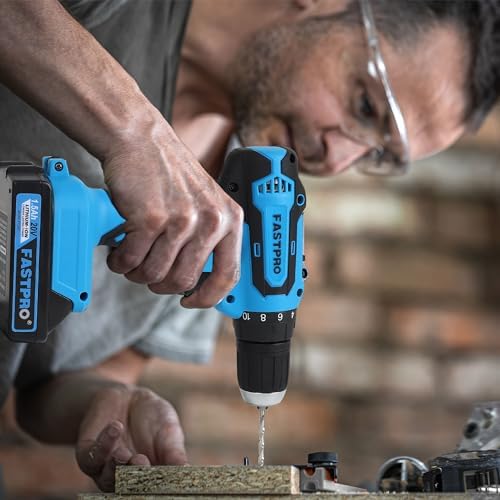 FASTPRO Home Tool Set with Drill, Household Repairing Tool Kit, Blue