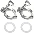 2PCS 1.5" 304 Stainless Steel Tri-clamp, Single Pin Tri Clamp with Wing Nut Generic Ferrule TC with 2PCS Silicone Gasket (About 110g Each)