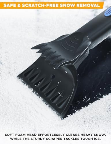 EcoNour 49" Snow Broom with Ice Scraper for Car Windshield & Windows