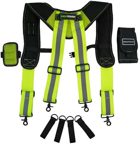 MELOTOUGH Magnetic Tool Belt Suspenders with Magnetic WristBand for Work Belt Padded Suspenders Constrcution