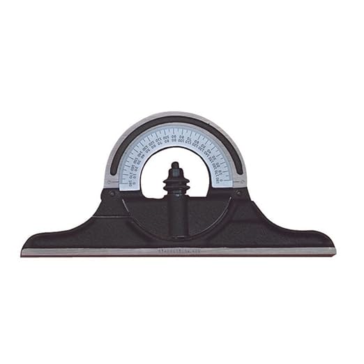 Starrett Protractor Head for Combination Squares, Combination Sets and Bevel Protractors - Reversible Head, Black Wrinkle Finish-Chrome on Turret - CPR-1224W