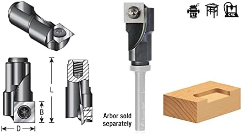 Amana Tool RC-55248 Insert Carbide Mortising Screw Cutter 3/4 + 0.015 Dia x 12mm Cut Height x 1/4-28 Thread