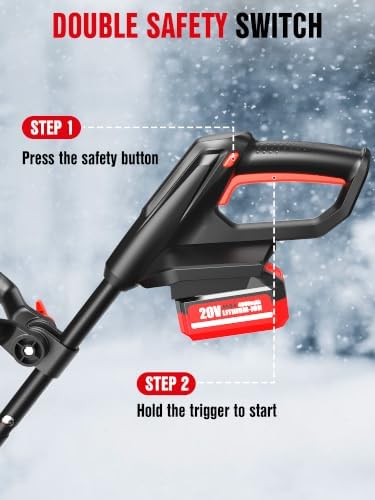EWORK 20V 12-Inch Cordless Snow Shovel with 4.0Ah Battery and Fast Charger