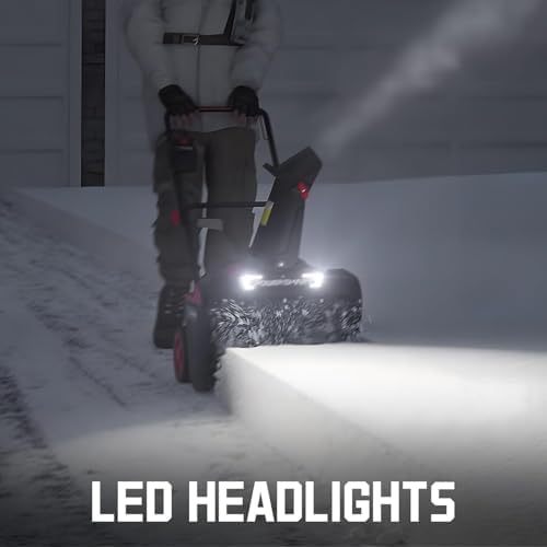 PowerSmart 40V Cordless Snow Blower, 21'' Cleaning Width/6'' Cleaning Depth Snow Blower with LED Light & 30 FT Throwing Distance, Battery and Charger Included,Perfect for Driveway,Garden, Deck,Garage