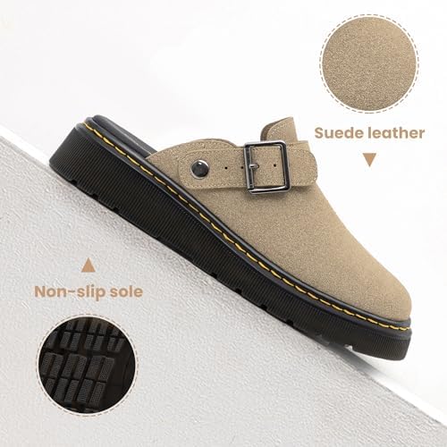 Athlefit Women's Slip On Suede Clogs with Back Strap