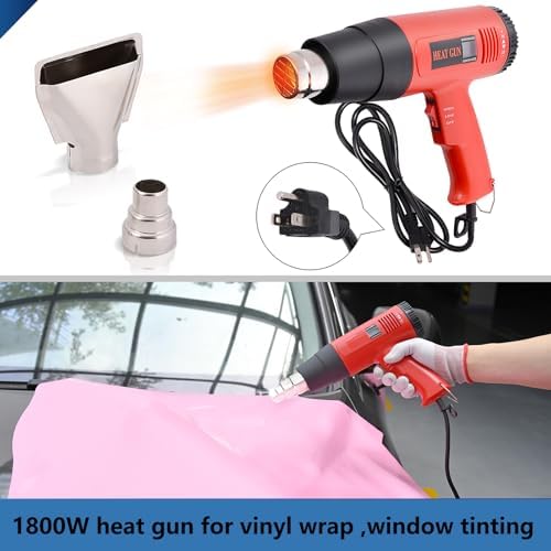 EHDIS Window Tint Kit Vinyl Wrap Tool with Heat Gun,Vinyl Scraper,Shank Gasket Squeegee,Working Gloves,Curves Slot Tint Tool for Car Wrapping,Window Film,Graphics,Decal Installation