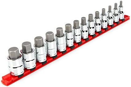 TEKTON Hex Bit Socket Set, 14-Piece | SHB92102 | 1/2 Inch Drive, (6 - 19 mm), Socket Rail