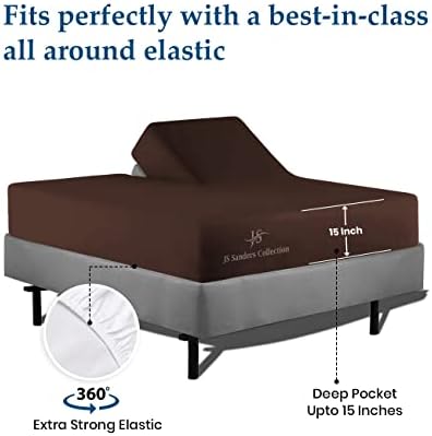 JS Sanders Collection Split Head Sheet Set Cal. King Size,Chocolate