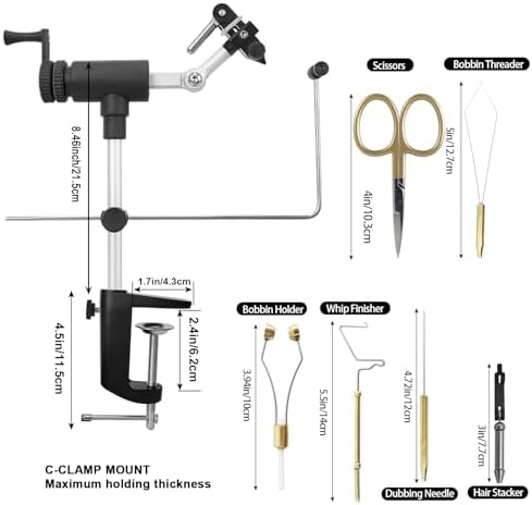 Aventik MicroGrip II Generation Rotary Fly Tying Vise – Complete Vise, Tools & Materials for Professional-Quality Flies (MicroGrip Pro Kit)