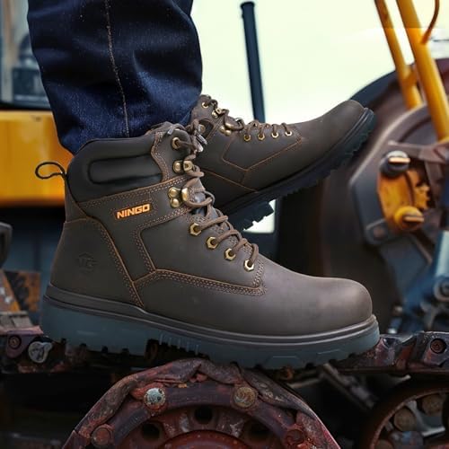 NINGO Waterproof Steel Toe Work Boots for Men, EH Rated, Puncture Proof