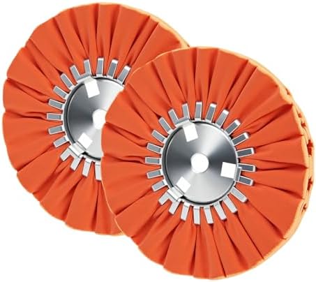 8" Airway Buffing Wheel, Orange, 5/8" Arbor Hole, 16-Ply Medium Polish Wheel for Aluminum & Metal Polishing-2 pcs