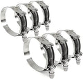 6x HPS SLTC-650 Spring Loaded Stainless Steel T-Bolt Clamps SAE 180, Effective Size 6.50"-6.81" (165mm-173mm), Polish