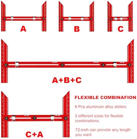 Stair Tread Template Tool – Stair Tread Gauge Jig, Aluminum Alloy Measuring and Scribe Tool for Accurate Angle, Depth, and Length Measurement of Stairs, Risers, and Partitions