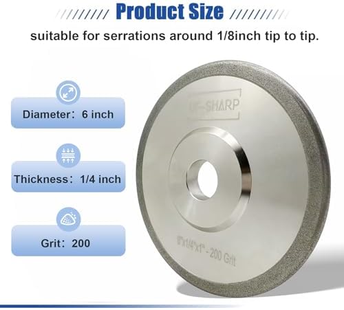 Diamond Serration Grinding Wheel, 1/4 inch, 200 Grit