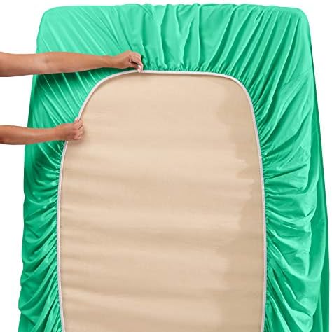 Hearth & Harbor Twin Size Sheets - 3 Piece Bed Sheet Set, Hotel Luxury Double Brushed Bed Sheets - Extra Soft Bedding Sheets & Pillowcases, Twin, Mint Green