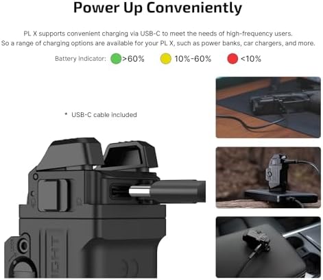 OLIGHT PL X Dual Beams Rechargeable Tactical Rail Mount Flashlight, Black