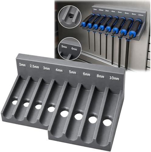 Magnetic T-Handle Hex Wrench Organizer Rack – Tool Storage for T-Handle Metric Keys – Compatible with Harbor Freight ICON Sets – Wall, Toolbox & Garage Mountable