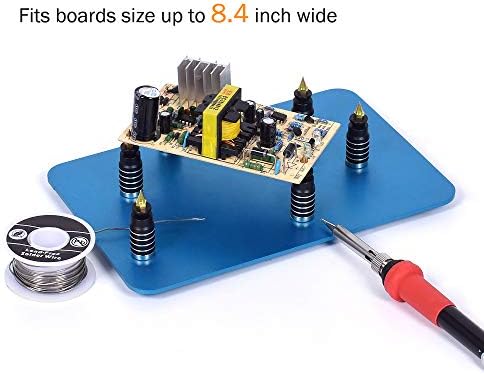 Toolour Soldering Helping Hands 6Pcs PCB Circuit Board Holder ESD Safe,Metal Magnetic Fixture Tower on the Blue Steel Base for Electronic Boards Repairing Soldering Desoldering Rework
