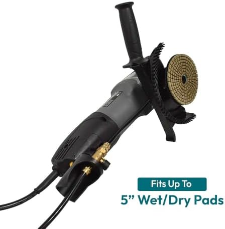 Hardin VS5-5" Variable Speed Wet Polisher – 800W 120V, 1000–4500 RPM, Water Feed System with Brass Valve, GFCI Cord, for Granite, Marble, Stone, and Concrete Surface Finishing