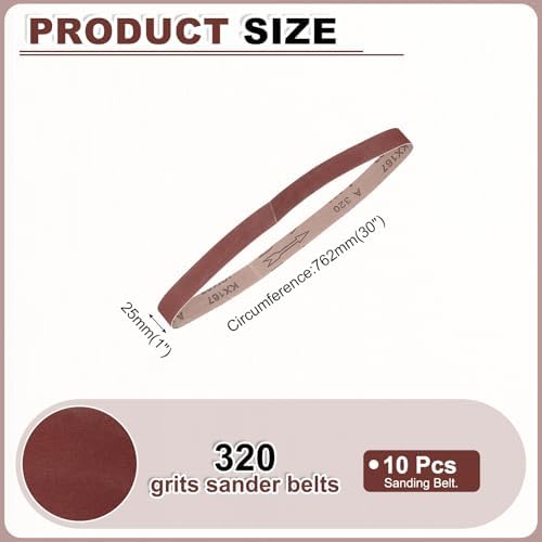 HARFINGTON 1 x 30 Inch Sanding Belts, 10 Pcs 320 Grits Aluminum Oxide