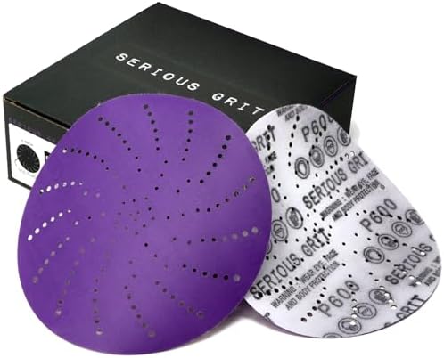 Serious Grit - 6-Inch P600 Grit Ceramic Multi-Hole Sanding Discs - 50 Pack