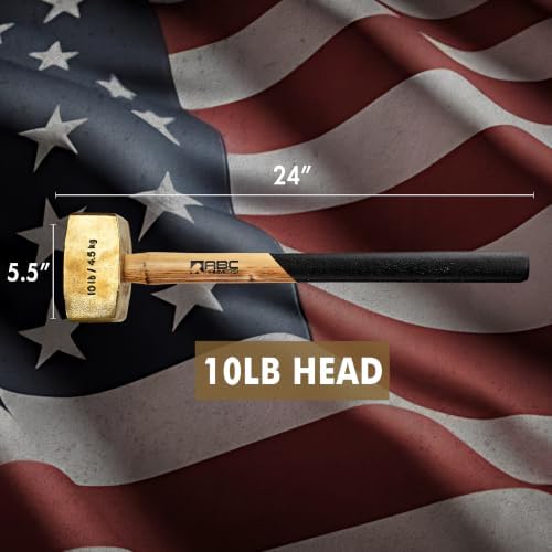 ABC HAMMERS 10 lb Brass Sledge Hammer, 24" Length, Wood Handle