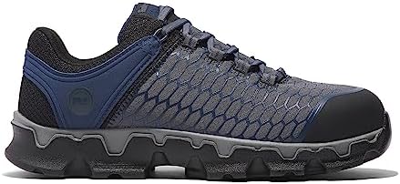 Timberland PRO Men's Powertrain Sport Alloy Safety Toe Industrial Athletic Work Shoe, Grey/Navy-2024 New, 15 W