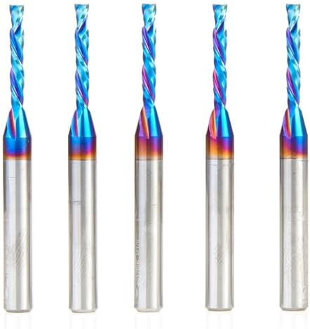 Amana Tool Spektra Extreme Tool Life Solid Carbide CNC Compression Spiral Router Bit, 46176-K-5 5-Pack, 1/8 D x 13/16 CH x 1/4 Shank x 2-1/2 Inch L