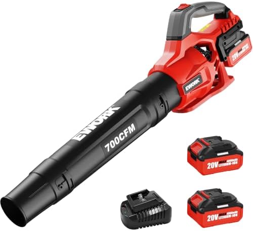 EWORK 700 CFM Cordless Electric Leaf Blower with Battery and Fast Charger