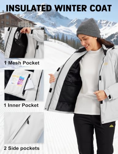 MAGCOMSEN Women's Winter Coats Waterproof Ski Snow Warm Fleece Lined Jacket