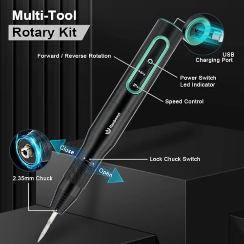 Hanboost S2 54-in-1 Cordless Rotary Tool Kit, 30,000 RPM Variable Speed Mini Electric Grinder with Forward/Reverse, Rechargeable Multi-Tool for Woodworking, Drilling, Polishing & Pet Nail Grooming