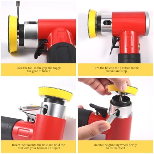 1'' 2'' 3'' Mini Orbital Sander Set Air Random Sander High Speed Pneumatic Sanders for Auto Body Work with 18 Polishing Sponge & Wool Pads, 30 Sandpapers(RED)