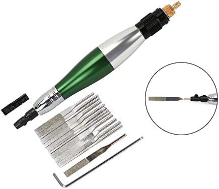 Pneumatic Grinder Ultrasonic Vibration Grinding Polishing Machine Reciprocating File Air Grinder 1/8 Inch with 12Pcs Ultrasonic Diamond Flat File Set