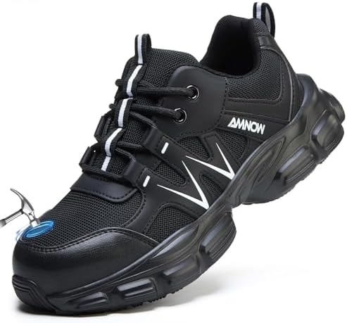 Hogent Steel Toe Shoes for Men Women - Non Slip & Lightweight Work Shoes