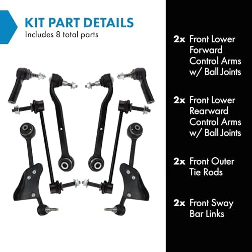 TRQ Front Steering & Suspension Kit Control Arm with Ball Joint Sway Bar