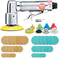 VEVOR 1/2/3 Inch Random Orbital Air Sander, High-Speed 15000RPM Mini Pneumatic Sander for Auto Body Work, 58PCS Air Powered Sander Kit with Sandpapers, Wool Pad, Wavy Sponges