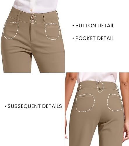 KICZOY Women Dress Pants Stretch Business Straight Leg with Pockets Wear to Work Casual 2026 Suitpants