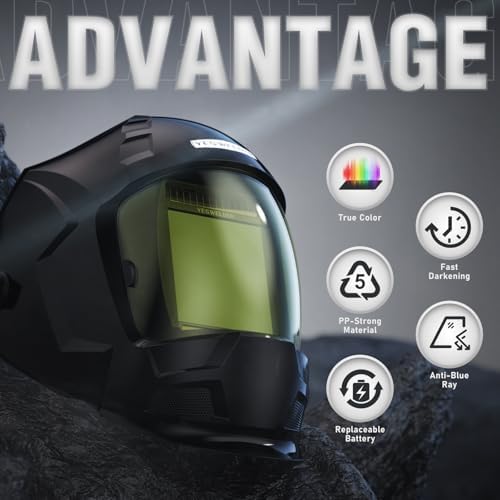 YESWELDER Auto-Darkening Welding Helmet, 3.94 x 3.66 in True Color View