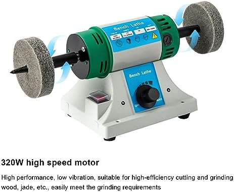 Bench Buffer Polisher, 320W Jewelry Polisher with 2 Cloth Wheels, 2 Fiber Wheels, Adjustable Variable Speed Polishing & Buffing Machine for Jewelry, Wood, Silver, Dental, Metal, Jade
